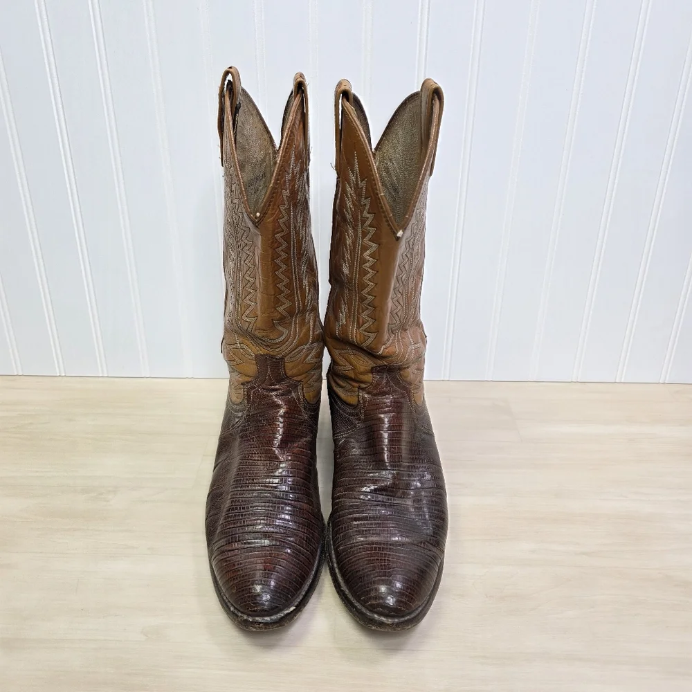 Dan Post Teju Lizard Boots Brown Leather Mens Size 8.5‎ D